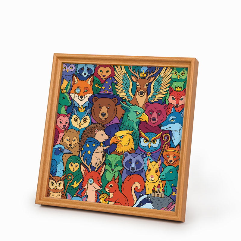 魔法の森の仲間たち - 木製ぬりえパズル