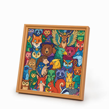 魔法の森の仲間たち - 木製ぬりえパズル