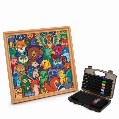 魔法の森の仲間たち - 木製ぬりえパズル