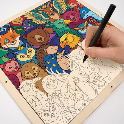 魔法の森の仲間たち - 木製ぬりえパズル