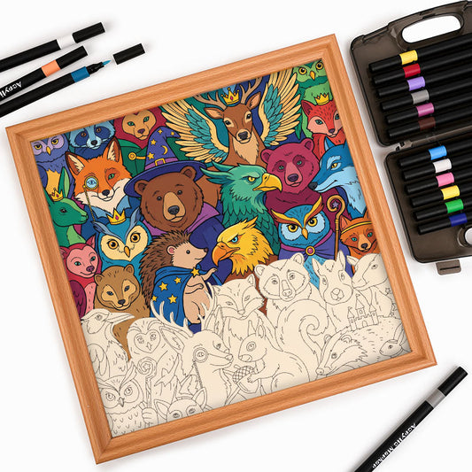 魔法の森の仲間たち - 木製ぬりえパズル