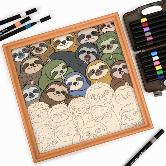 怠け者のナマケモノ - 木製ぬりえパズル