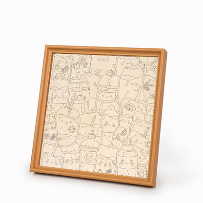 かわいいジュース - 木製ぬりえパズル