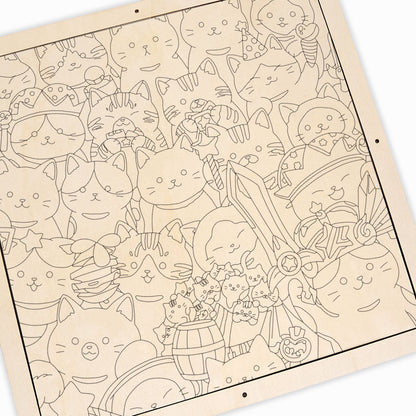 魔法の子猫 - 木製ぬりえパズル