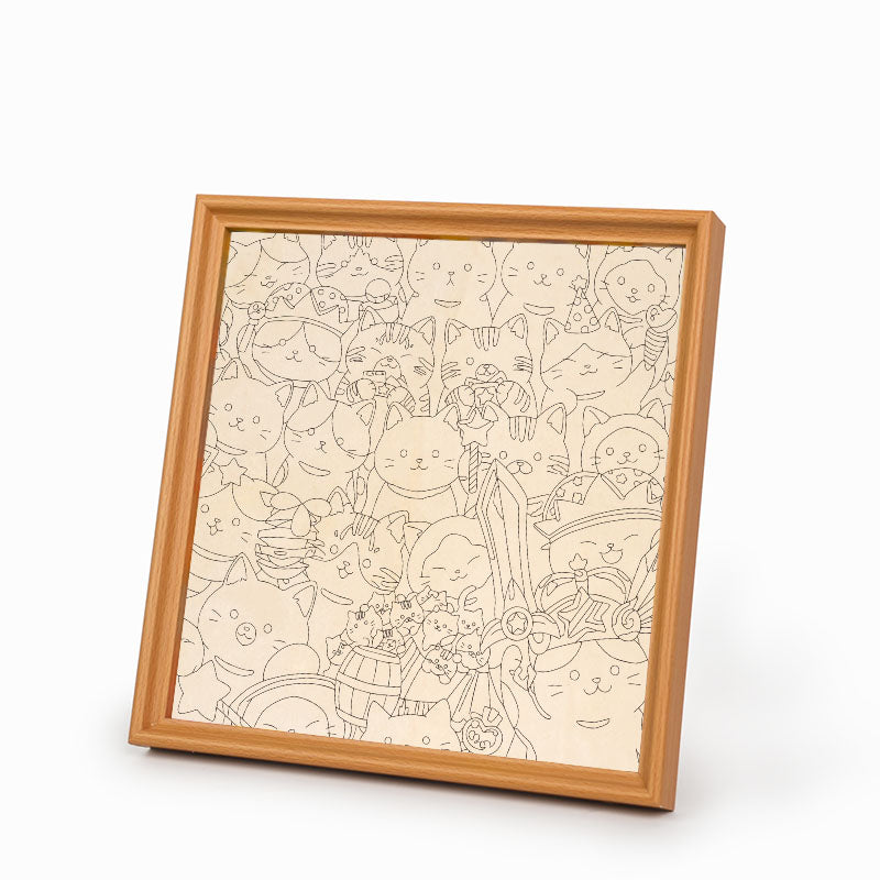 魔法の子猫 - 木製ぬりえパズル