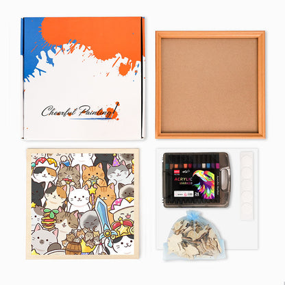 魔法の子猫 - 木製ぬりえパズル