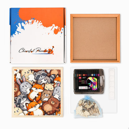 森の仲間たち - 木製ぬりえパズル