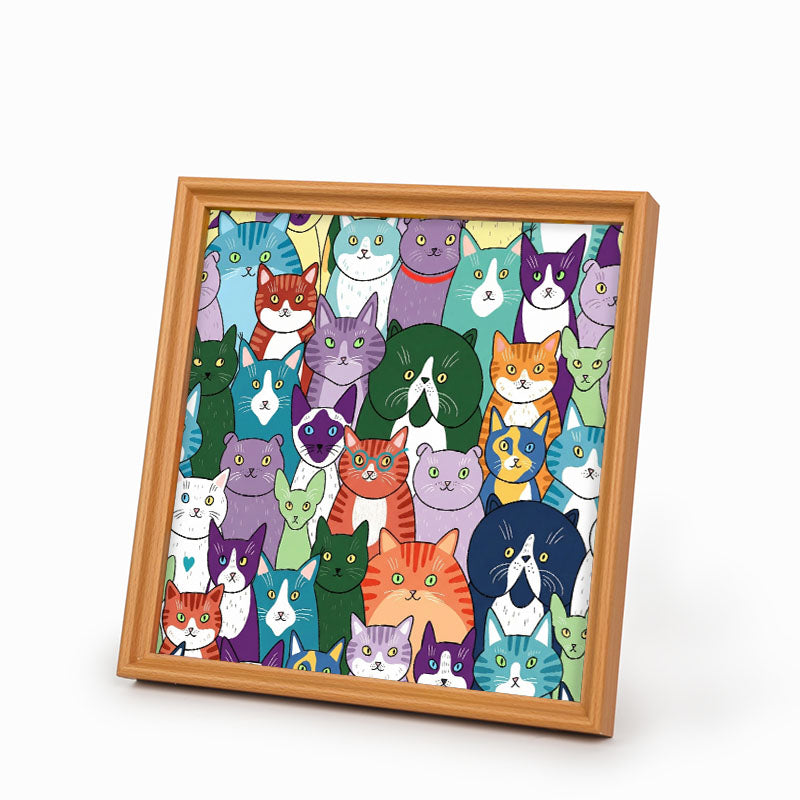 奇妙な猫 - 木製ぬりえパズル