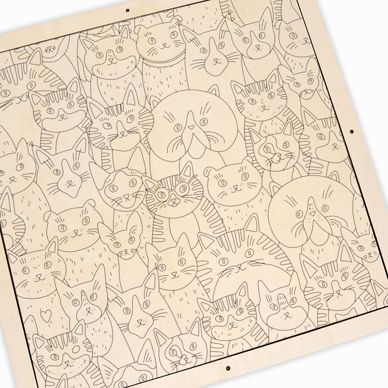 奇妙な猫 - 木製ぬりえパズル