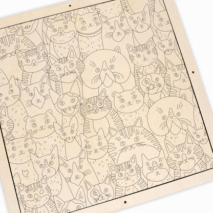 奇妙な猫 - 木製ぬりえパズル
