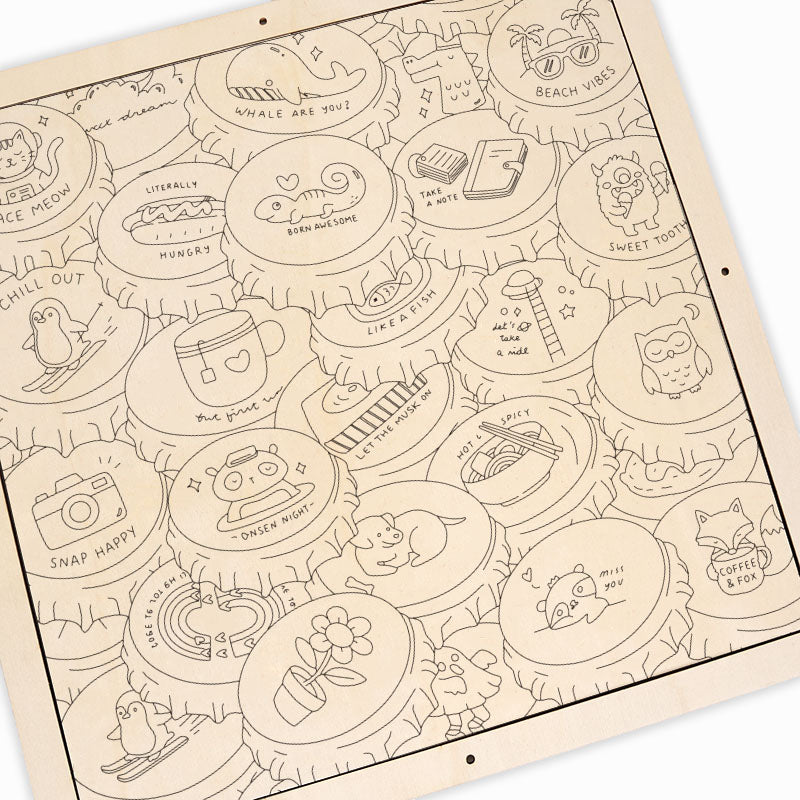 カラフルなキャップ - 木製ぬりえパズル