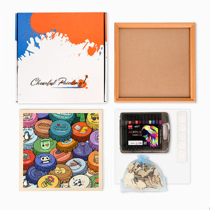 カラフルなキャップ - 木製ぬりえパズル