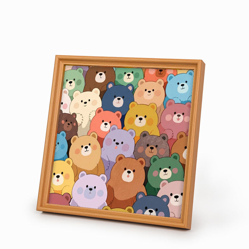 かわいいクマ - 木製ぬりえパズル