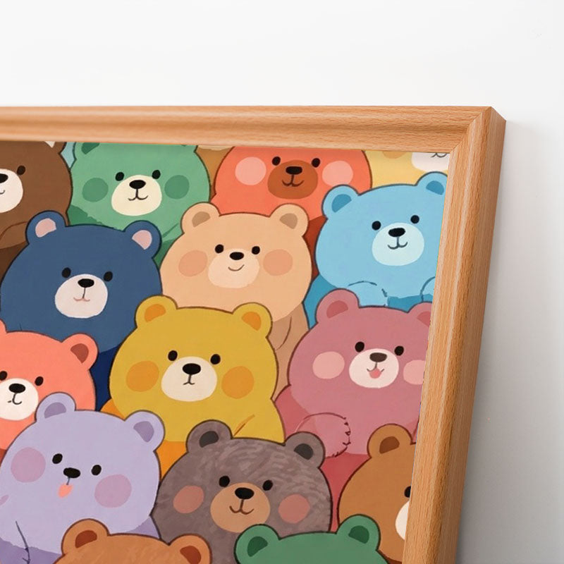 かわいいクマ - 木製ぬりえパズル