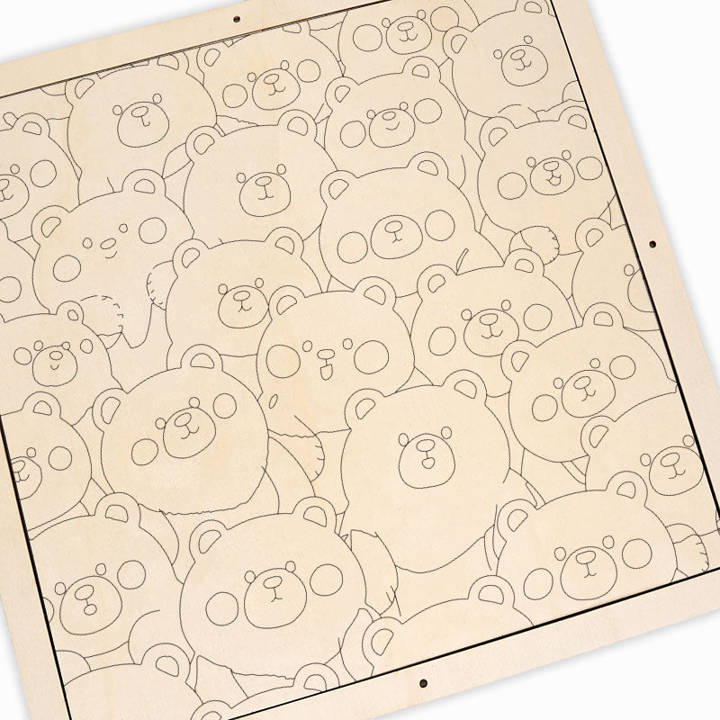 かわいいクマ - 木製ぬりえパズル
