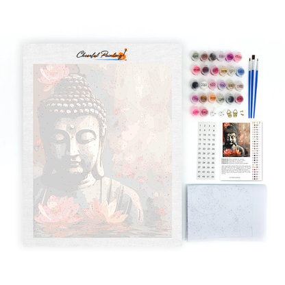 花を持つ仏陀 - 数字で塗り絵