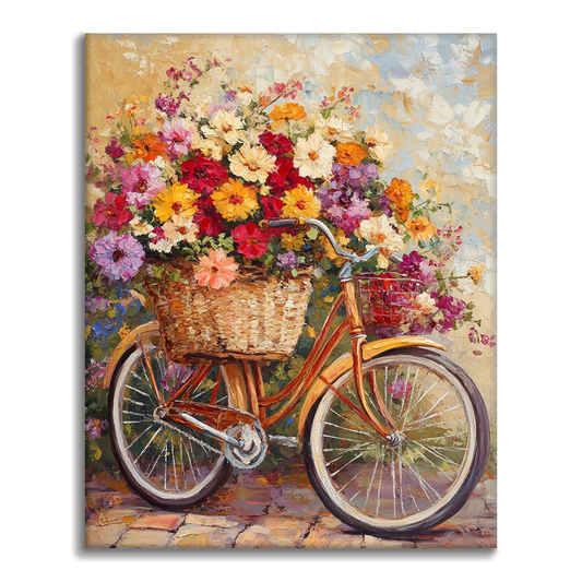 花と自転車 - 数字で塗り絵