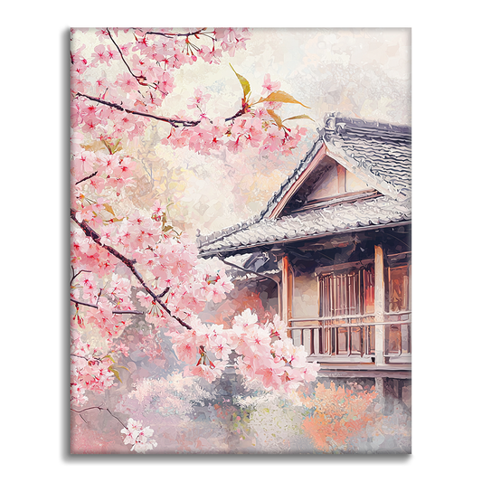 家のそばの桜 - 数字で塗り絵