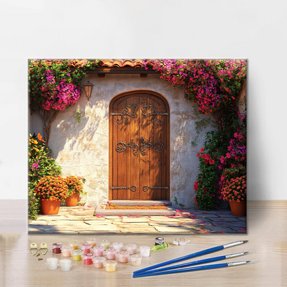 木製のドア - 数字で塗り絵