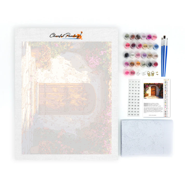 木製のドア - 数字で塗り絵