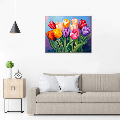 チューリップ - 数字で塗り絵