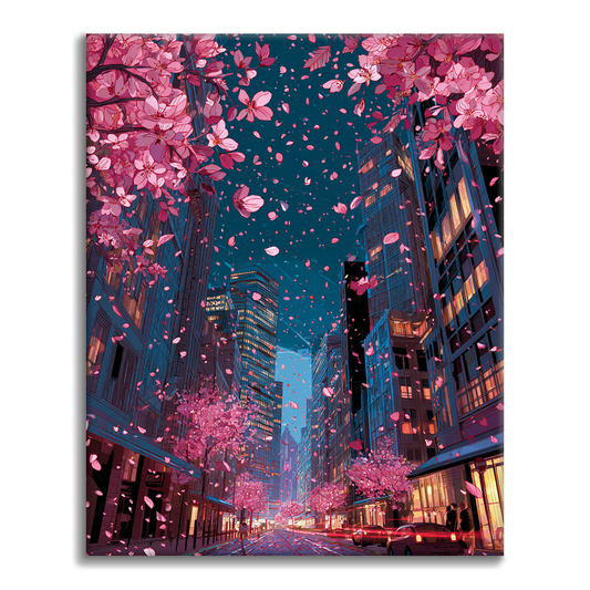 街に咲く桜 - 数字で塗り絵