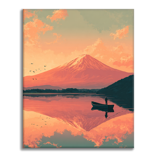 富士山の夕暮れ - 数字で塗り絵