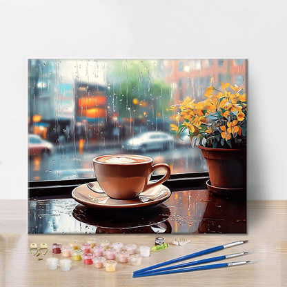 雨のコーヒー - 数字で塗り絵