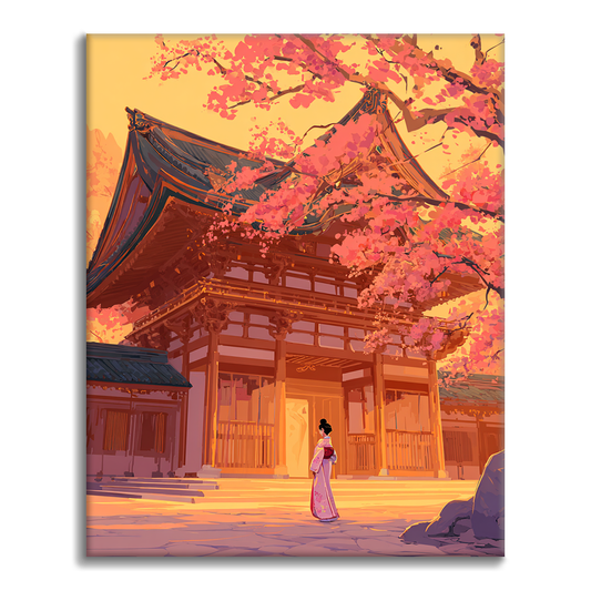 神社の桜 - 数字で塗り絵