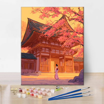 神社の桜 - 数字で塗り絵