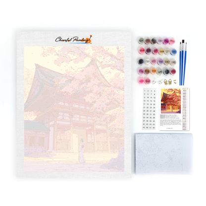 神社の桜 - 数字で塗り絵
