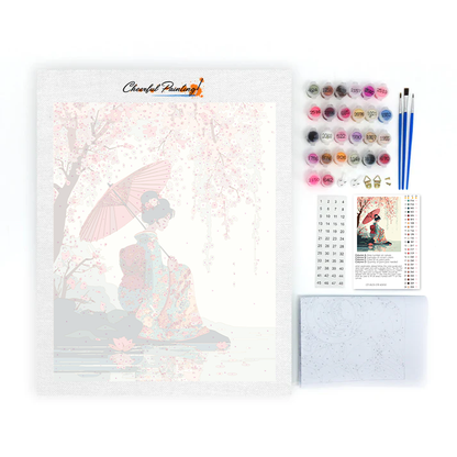 桜の傘 - 数字で塗り絵