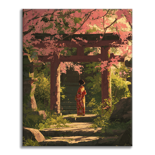 桜のシルエット - 数字で塗り絵