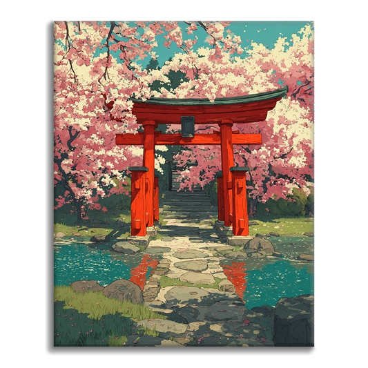桜の鳥居 - 数字で塗り絵
