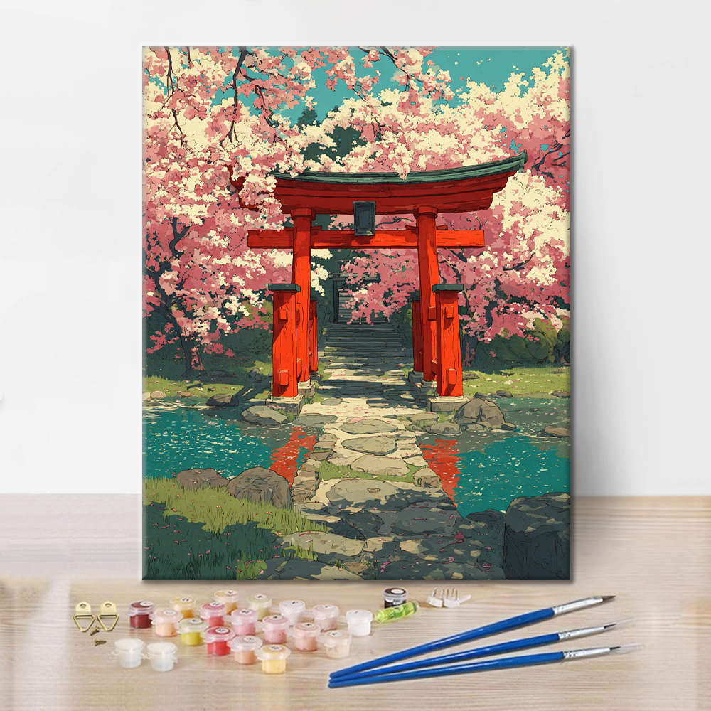 桜の鳥居 - 数字で塗り絵