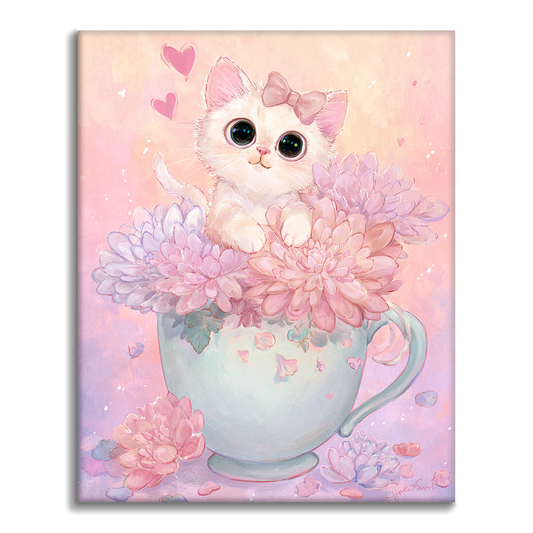 ティータイムの子猫 - 数字で塗り絵
