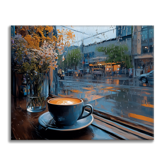 雨の日のカフェ - 数字で塗り絵