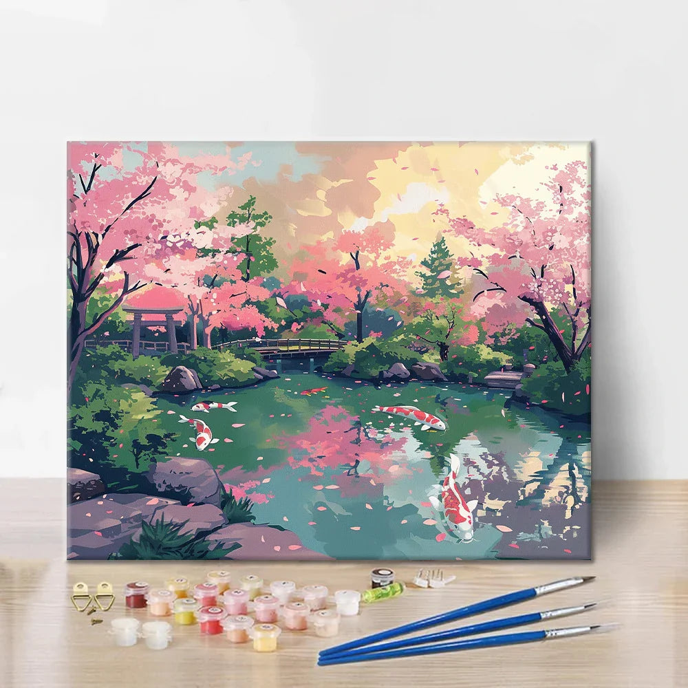 桜の庭 - 数字で塗り絵