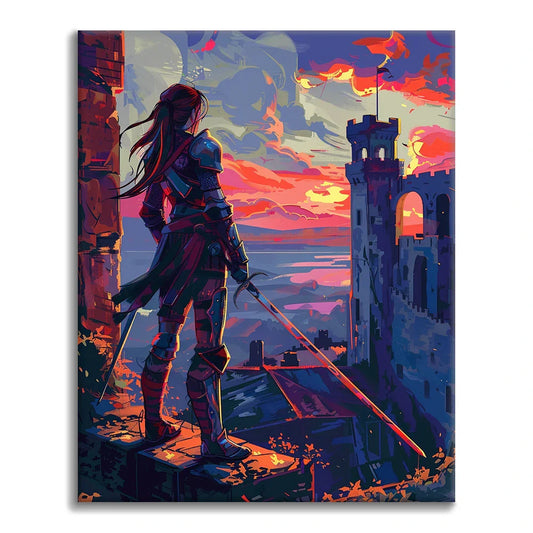 夕日の戦士 - 数字で塗り絵
