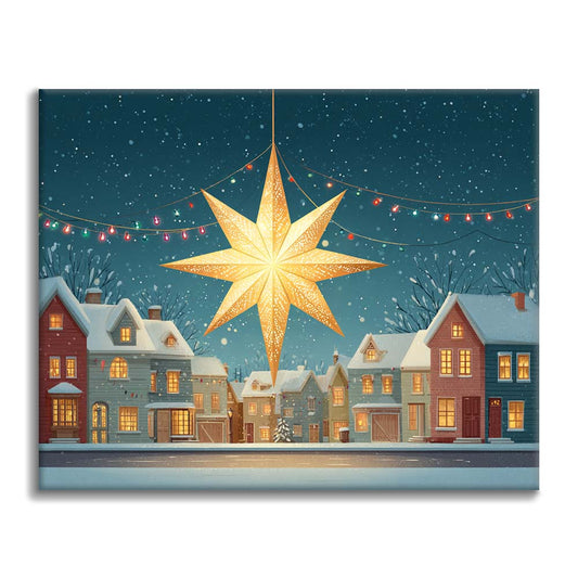雪の中のクリスマスの星 - 数字で塗り絵