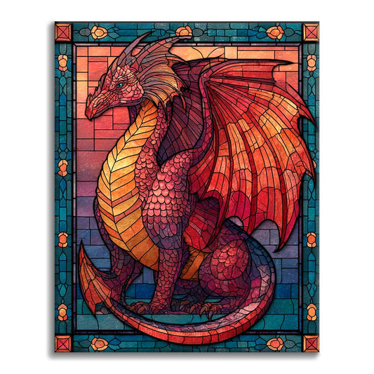 モザイク炎ドラゴン - 数字で塗り絵