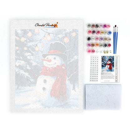 クリスマスライト付き雪だるま - 数字で塗り絵