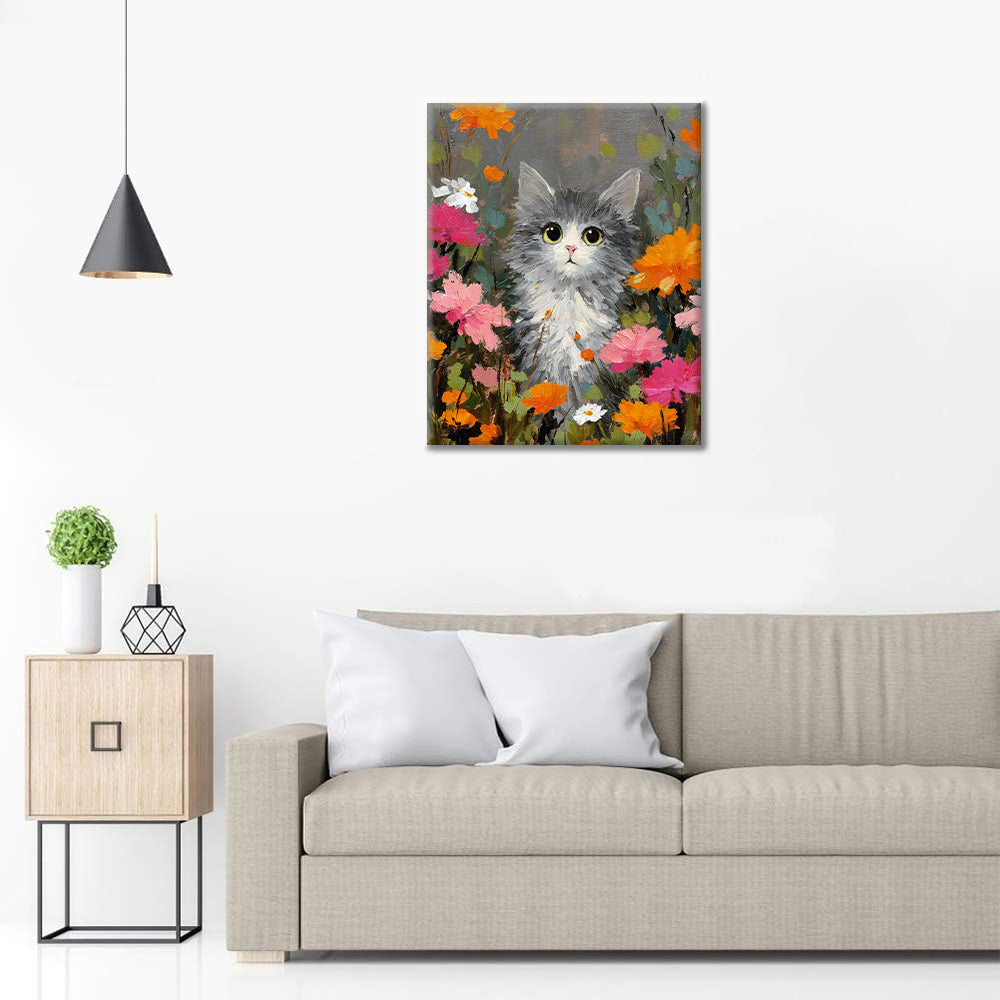 花の中の猫 – 数字で塗り絵