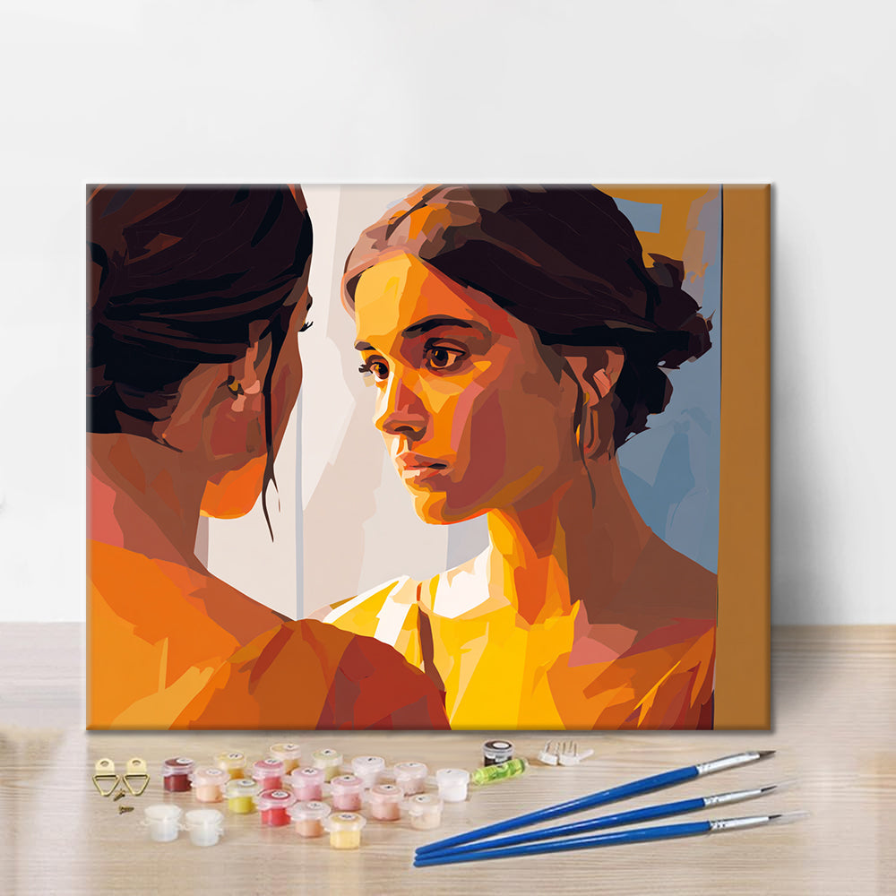 反射した顔 – 数字で塗り絵