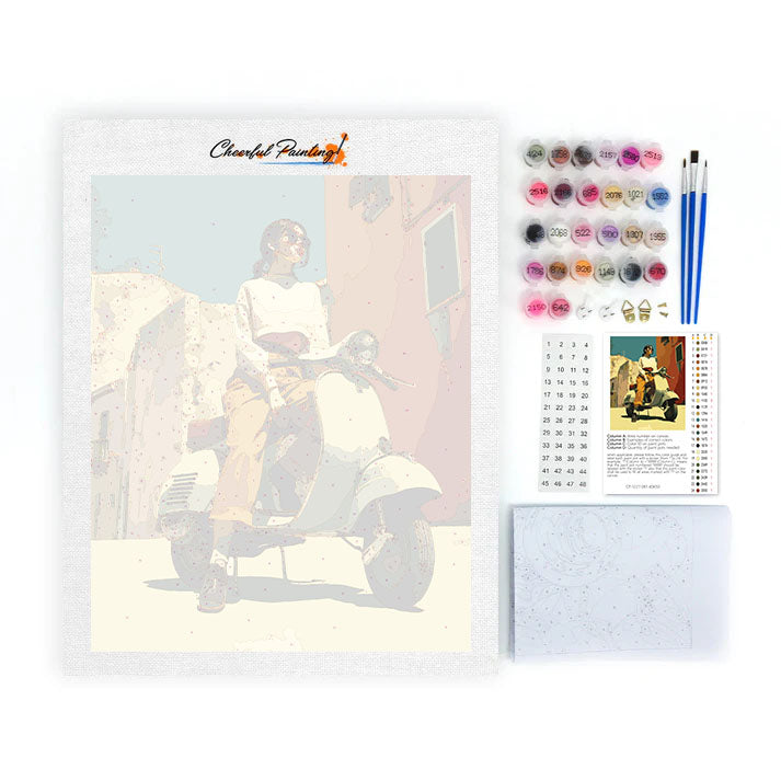 スクーターガール – 数字で塗り絵