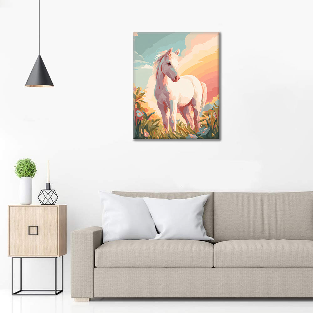 小さな白い馬 – 数字で塗り絵