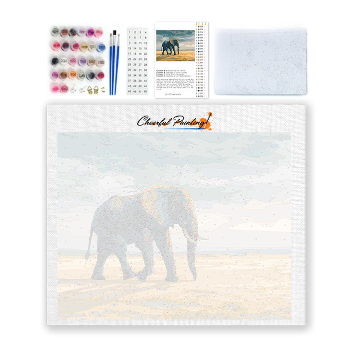 歩く象 – 数字で塗り絵