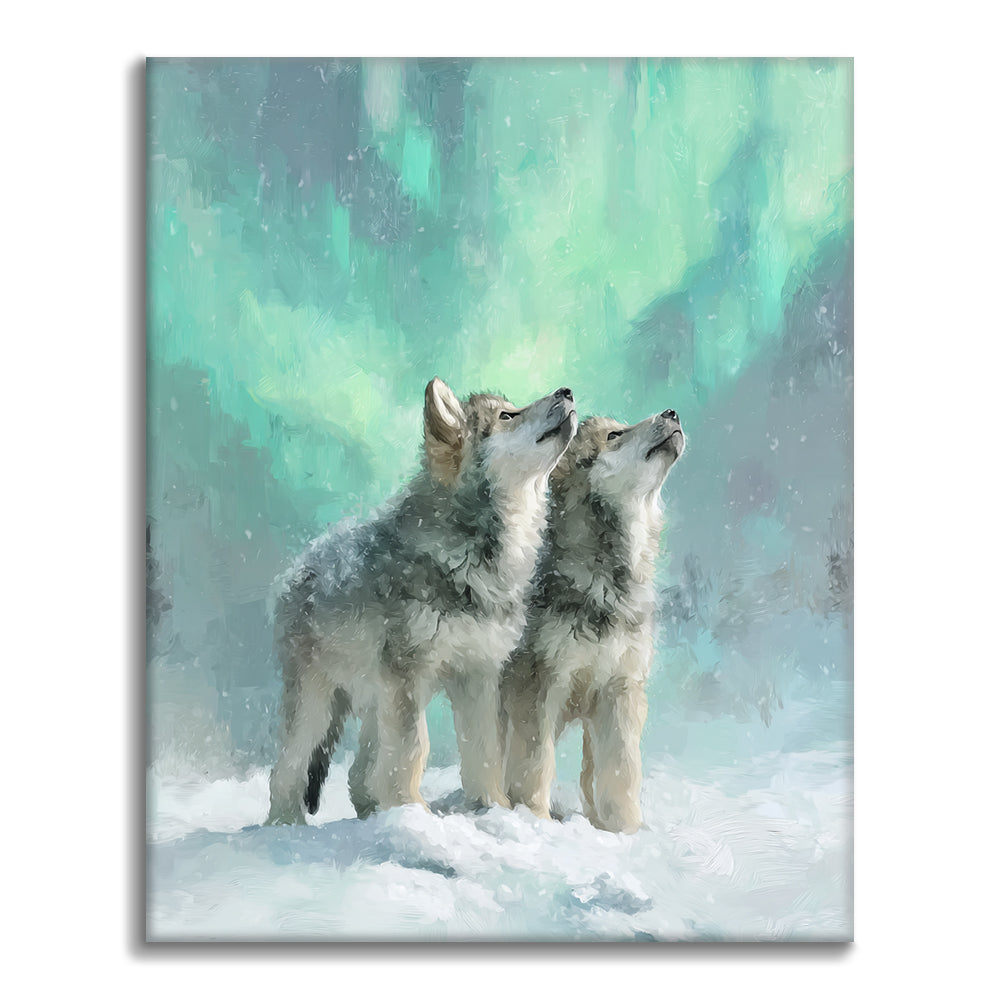 オーロラの狼 – 数字で塗り絵