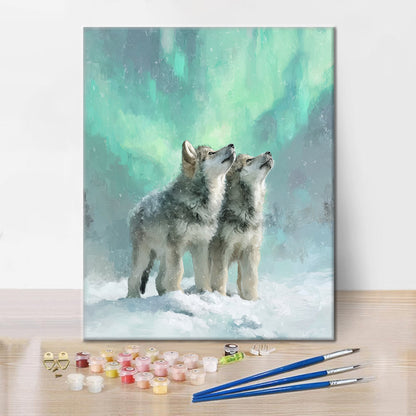 オーロラの狼 – 数字で塗り絵