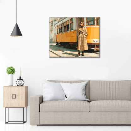 トラムに乗る女性 – 数字で塗り絵